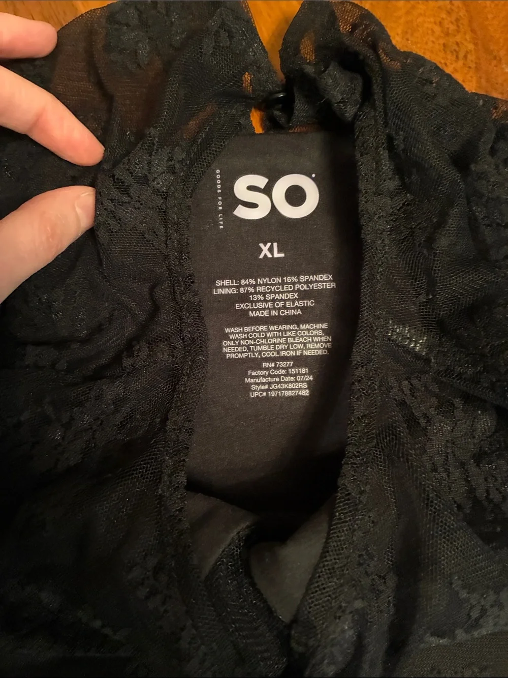 SO Black Lace Long-Sleeve Bodysuit - Picture 3 of 4